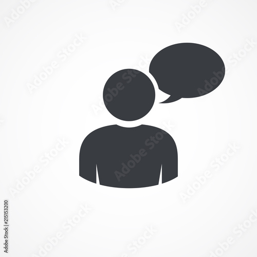 User with blank speech bubble icon