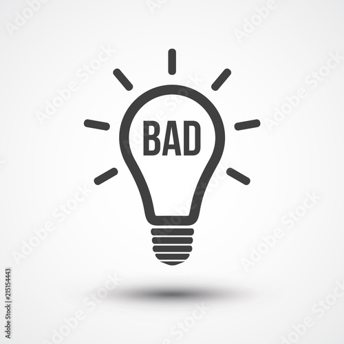 Bad idea icon. Light bulb icon. Lamp illustration
