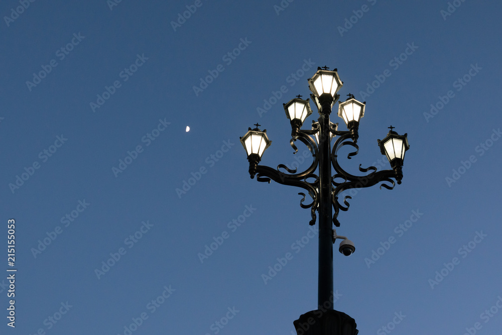 night cityscape lantern and moon night cityscape lantern and moon