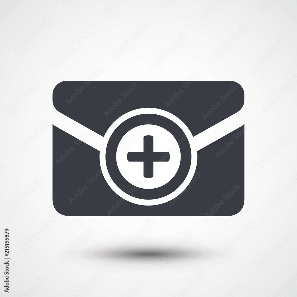 Add mail icon. Envelope with plus sign, add Add mail icon. Envelope with plus sign, add