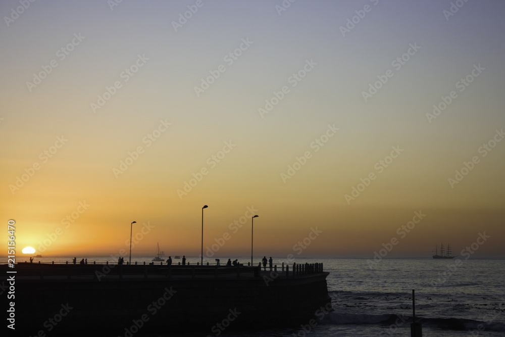 Sun Setting Over The Promenade Near Cape Town, South Africa