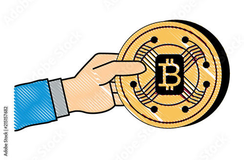 hand with bitcoin design