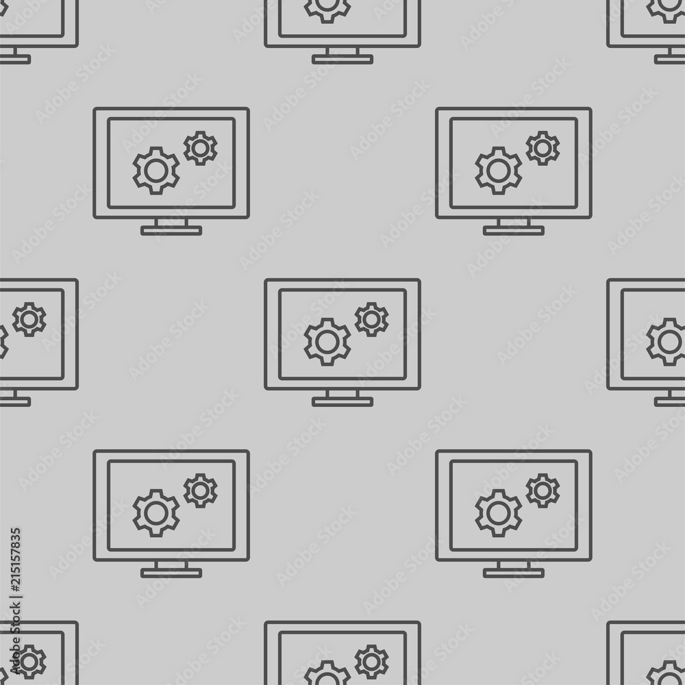 Fotografie gear on display outline icon illustration seamless pattern