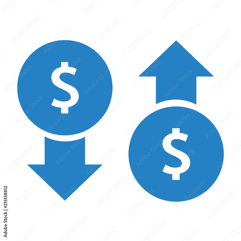vector icon of dollar up or down vector icon of dollar up or down
