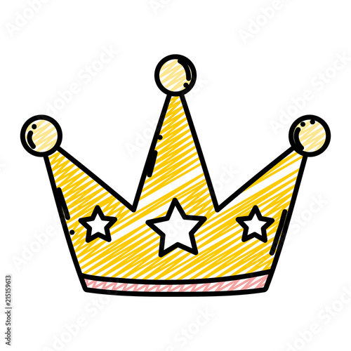 doodle luxury crown object with stars style