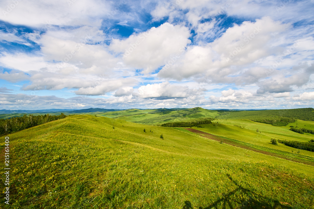The summer Hulunbuir grasslands of inner Mongolia, China The summer Hulunbuir grasslands of inner Mongolia, China