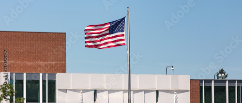 american flag on an american embassy photo