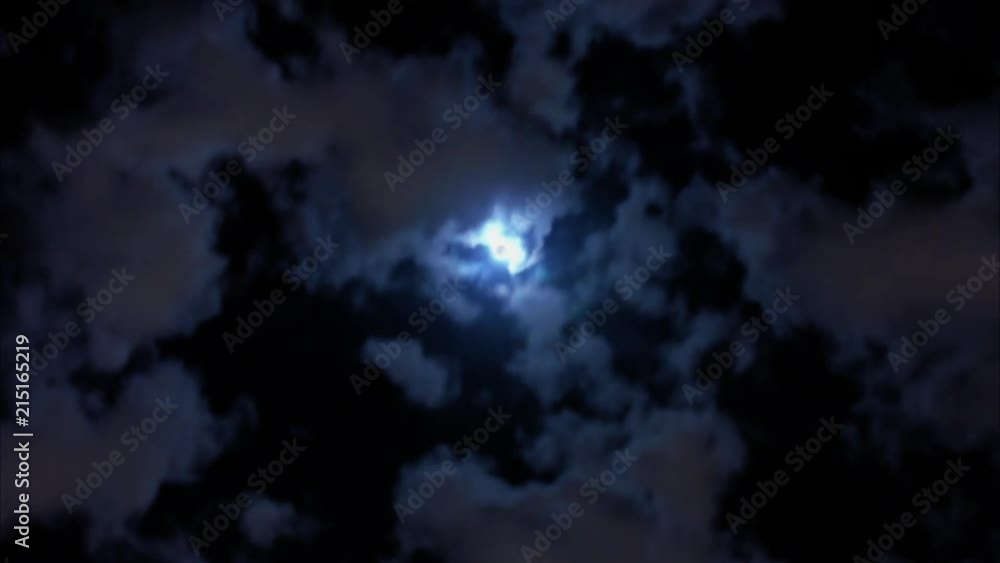Timelapse of moon behind clouds