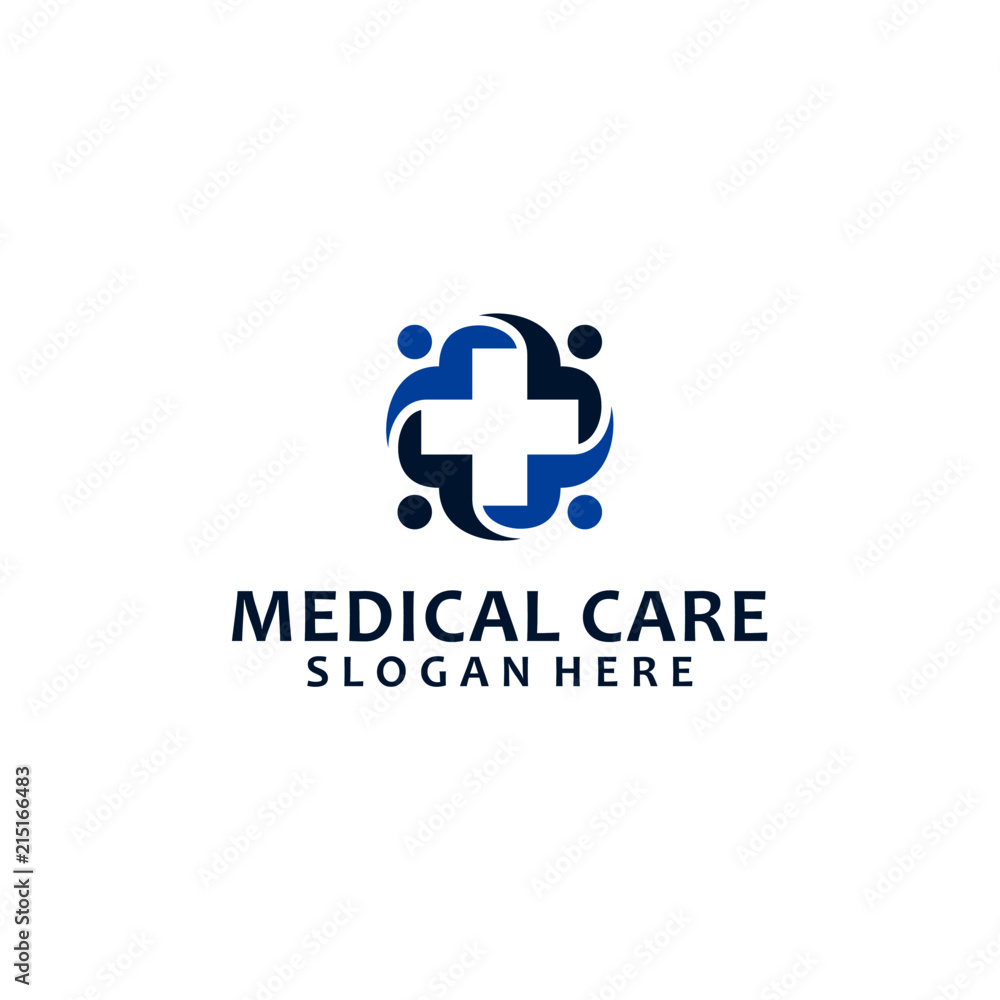 People group in medical care logo design People group in medical care logo design