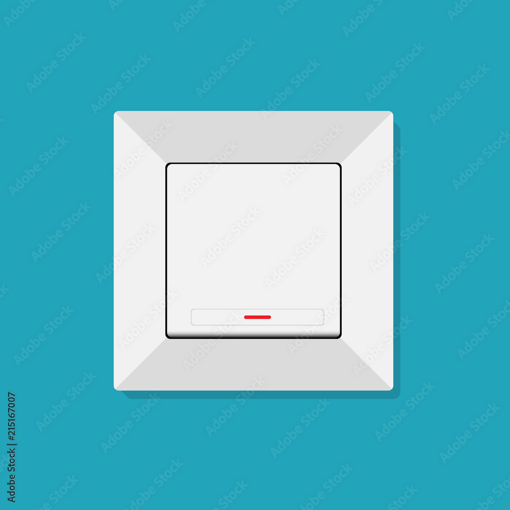Electric light switch icon, modern minimal flat design style, on a blue background. Vector illustration. Electric light switch icon, modern minimal flat design style, on a blue background. Vector illustration.