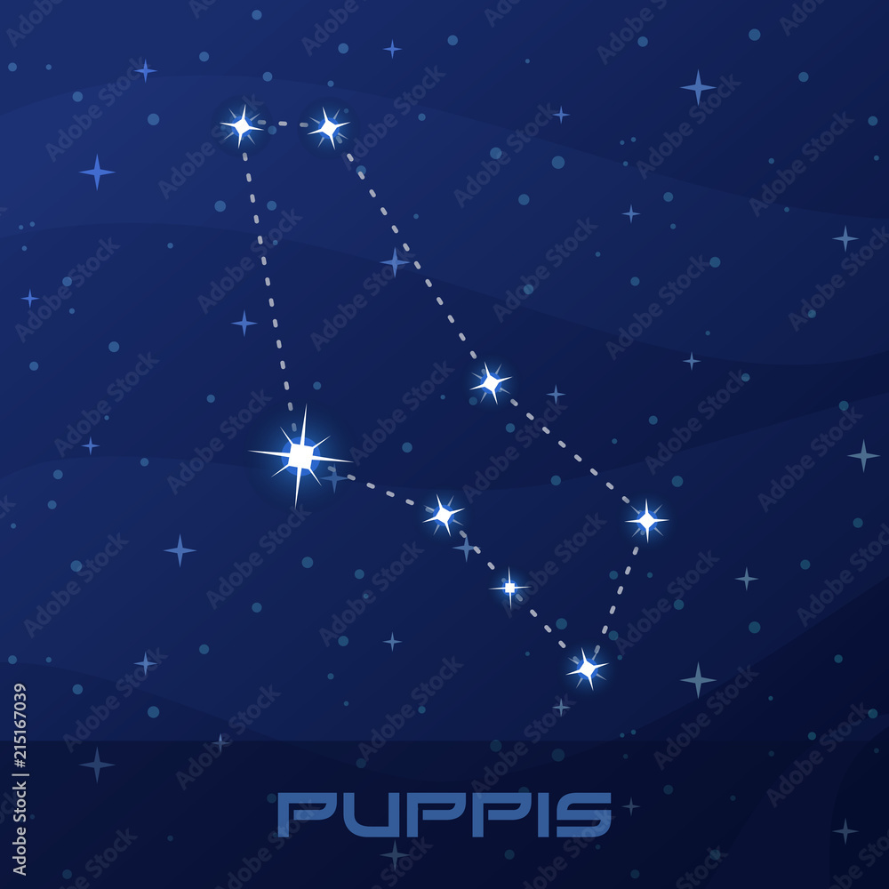 Constellation Puppis, Stern, night star sky Constellation Puppis, Stern, night star sky
