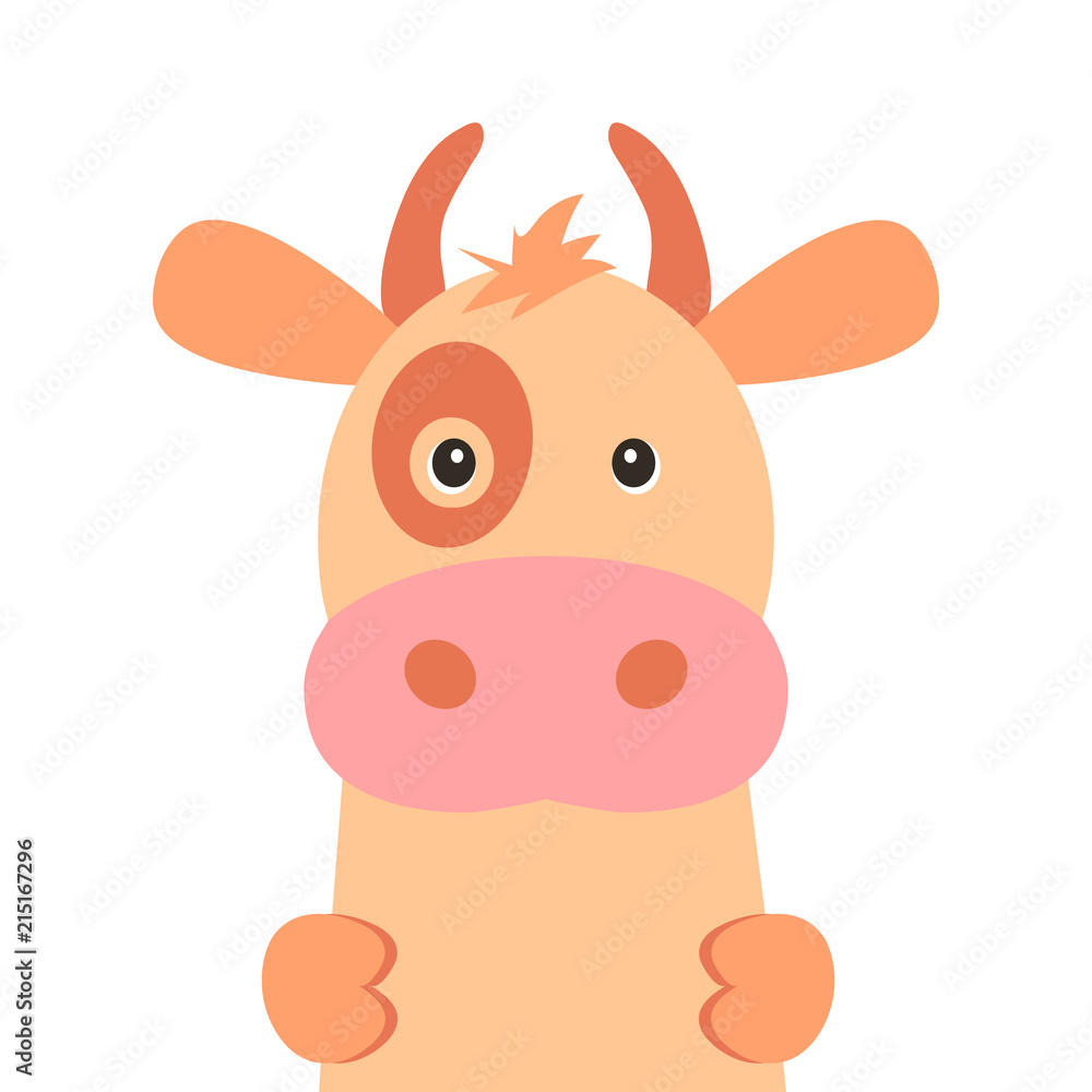 Cute cow isolated on white background. Vector illustration in cartoon flat design style. Cute cow isolated on white background. Vector illustration in cartoon flat design style.