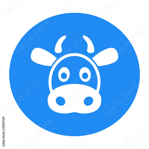 Cow flat icon. Single high quality outline symbol. Funny cartoon vector cow face logo template. Vector illustration.