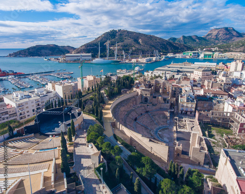 Panorama of the Spanish city of Cartagena. Aerial view.