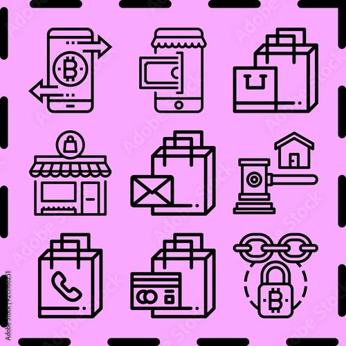Simple 9 icon set of commerce related [iconsRandom:4] vector icons. Collection Illustration