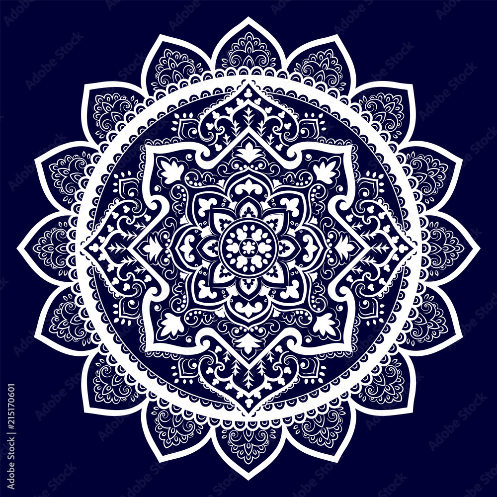 Bohemian Indian Mandala print. Vintage Henna tattoo style