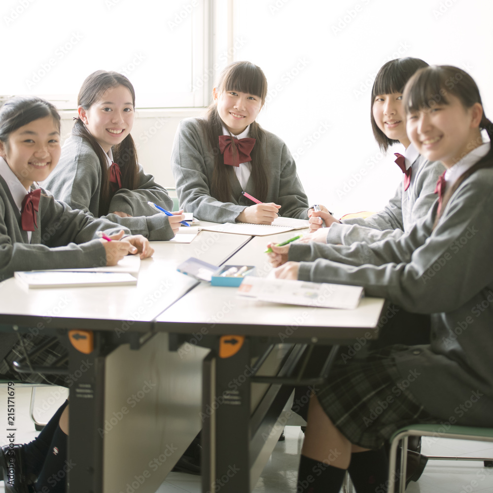 グループ学習をする中学生 グループ学習をする中学生