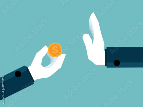 hand refusing to receive money