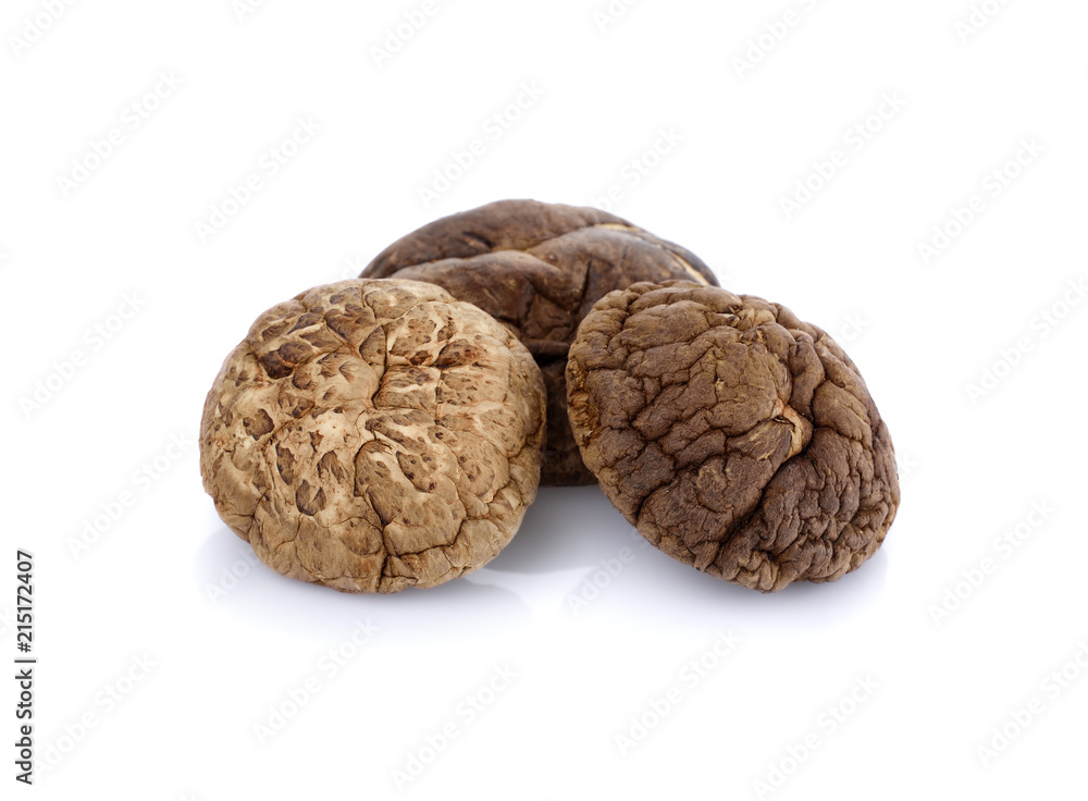 dried shiitake mushrooms, chinese mushrooms on white background. dried shiitake mushrooms, chinese mushrooms on white background.