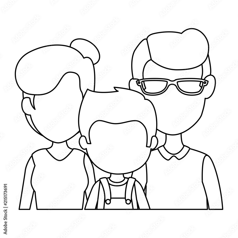 parents couple with son characters