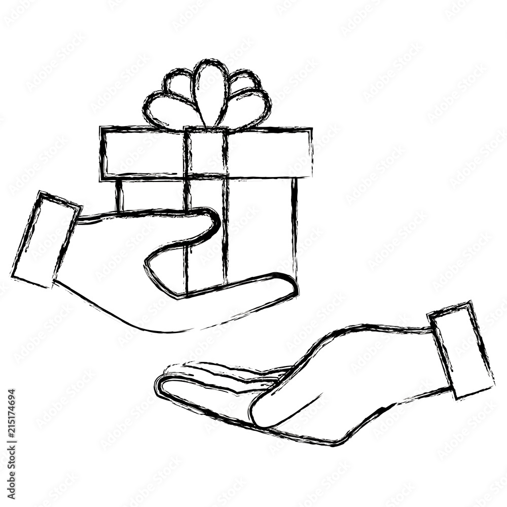 hand with gift box present hand with gift box present