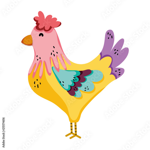 cute rooster farm animal icon