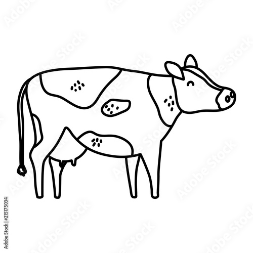 line cute cow farm animal icon