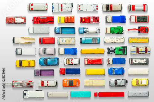 Car toy diecast on the white background , Top view .  (clipping path) photo