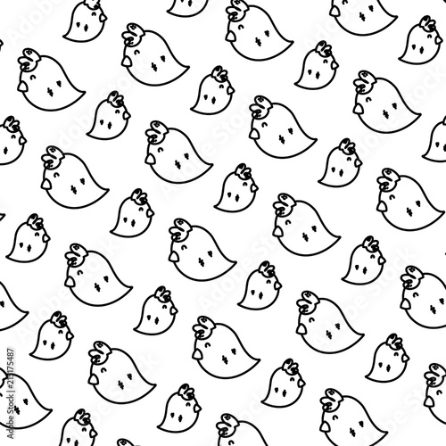 line cute chick farm animal background