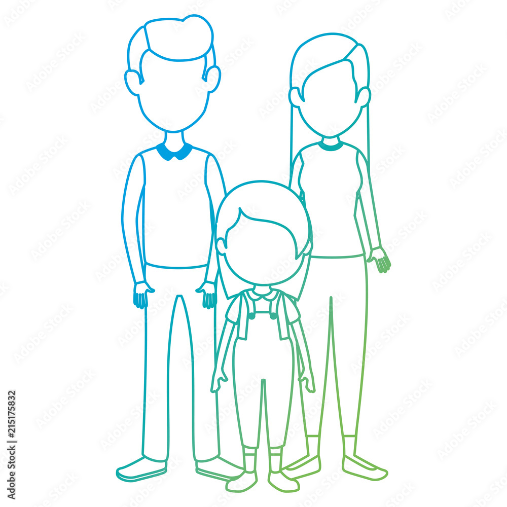 parents couple with daughter characters