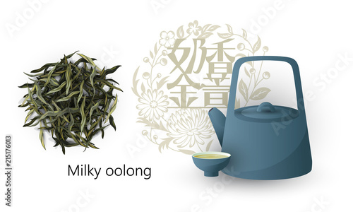  Chinese green tea. Chinese signs mean - milky oolong