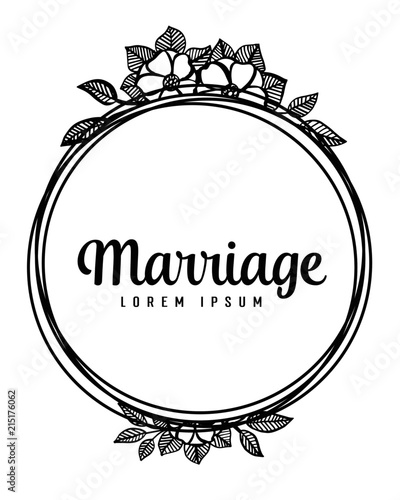 Marriage invitation floral card template vector illustration