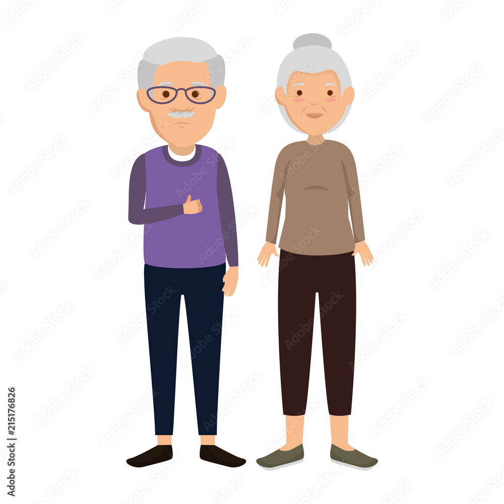 cute grandparents couple avatars characters