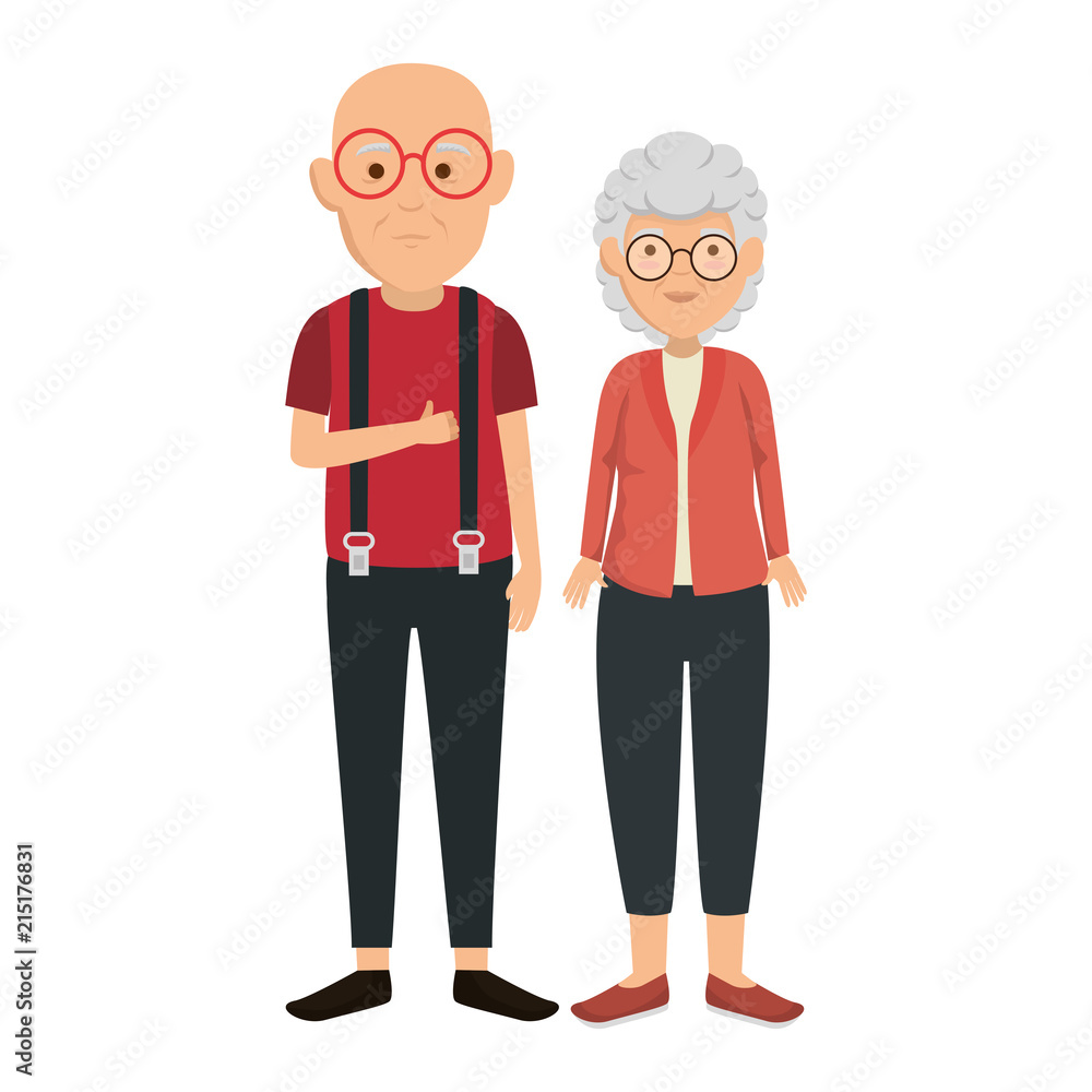 cute grandparents couple avatars characters