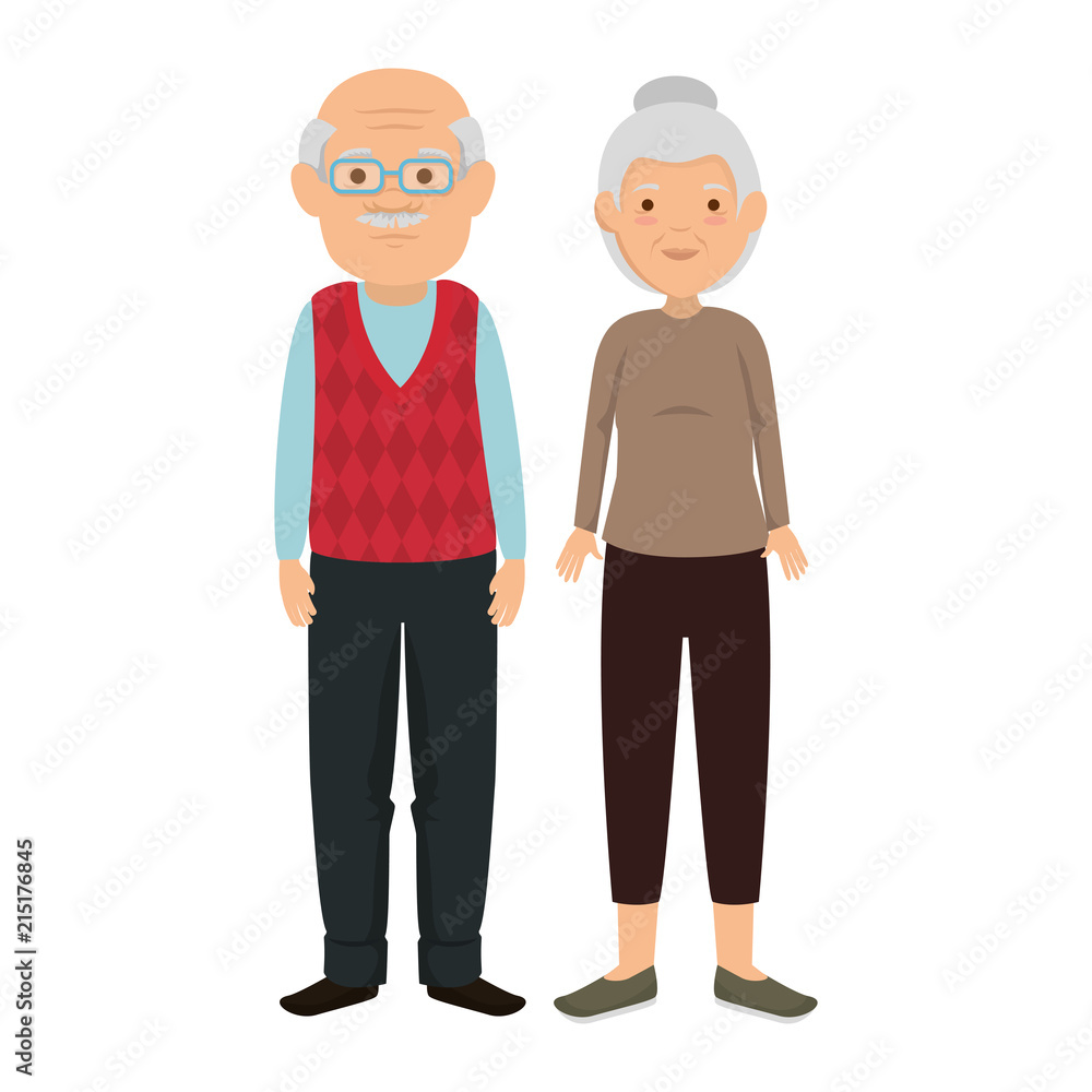 cute grandparents couple avatars characters