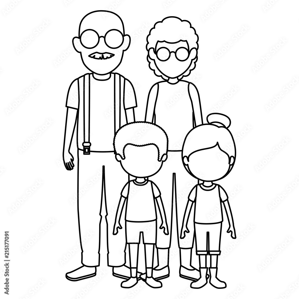 cute grandparents couple with kids characters cute grandparents couple with kids characters