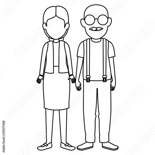 cute grandparents couple avatars characters