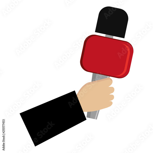 hand reporter with microphone