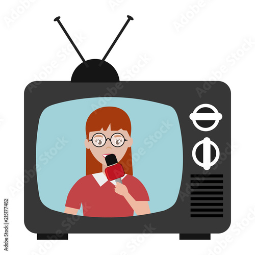 woman news reporter in tv character