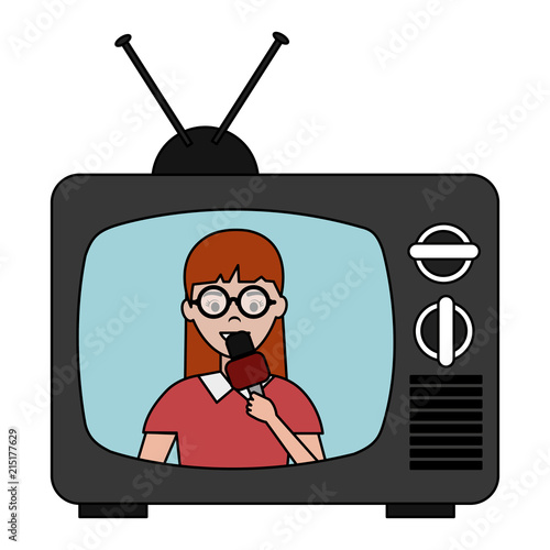 woman news reporter in tv character