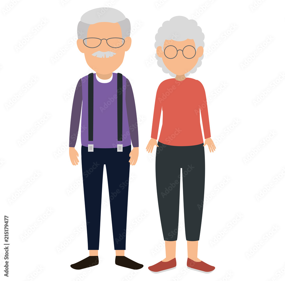 cute grandparents couple avatars characters