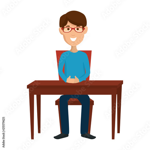 young man avatar in the table character