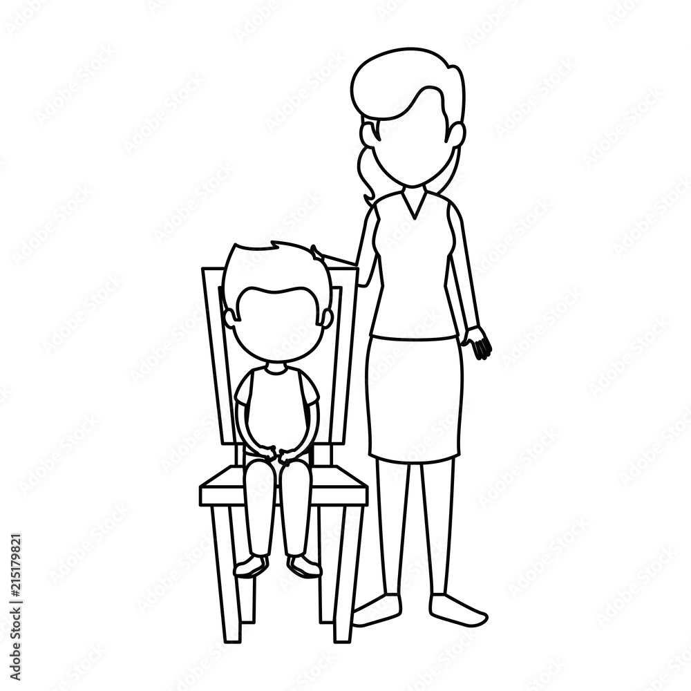 mother with little boy in chair characters mother with little boy in chair characters
