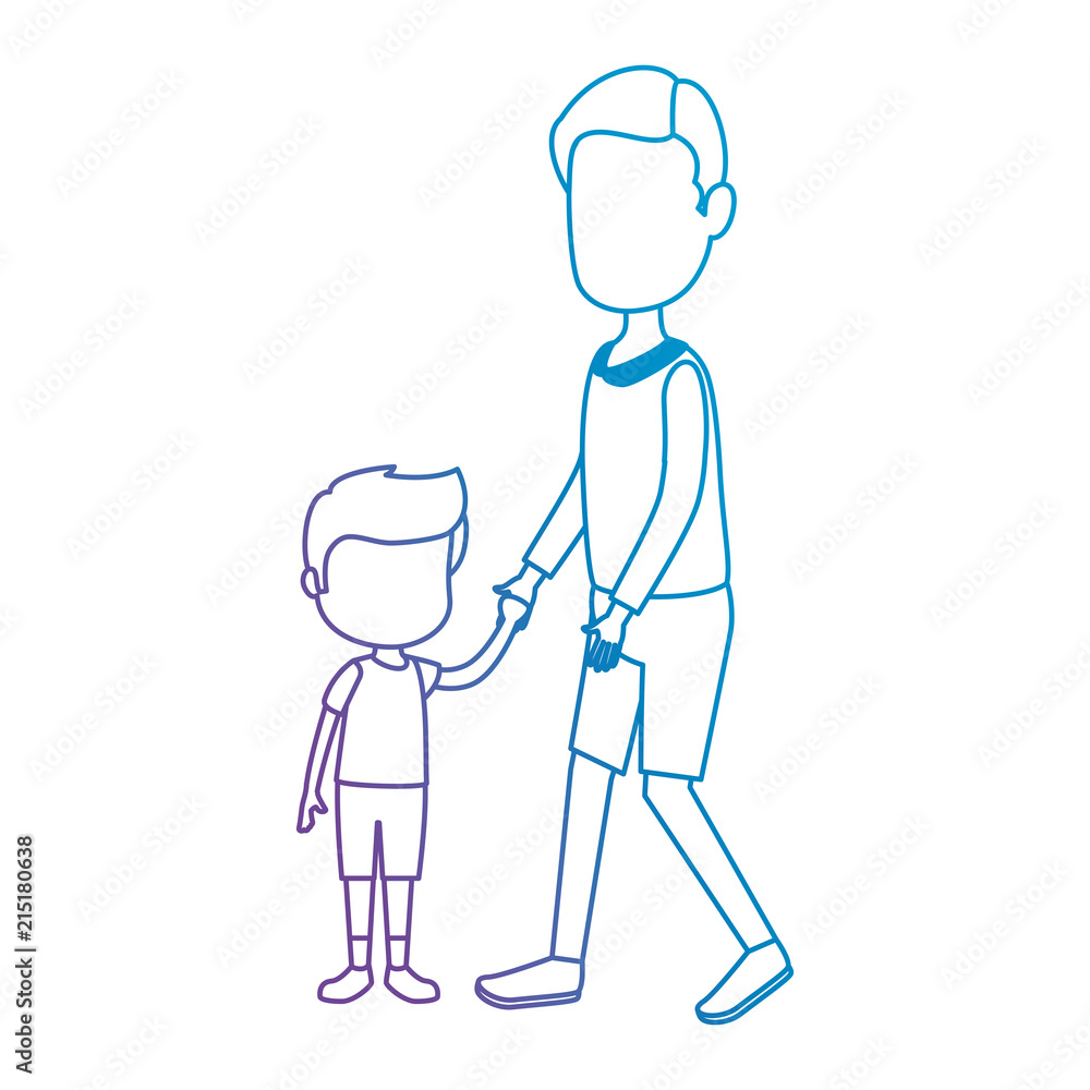 cute and little boy with father characters cute and little boy with father characters