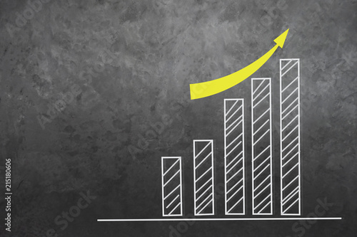 Polished cement wall background and texture grunge. Foreground is graphs, statistics Indicates the positive direction.