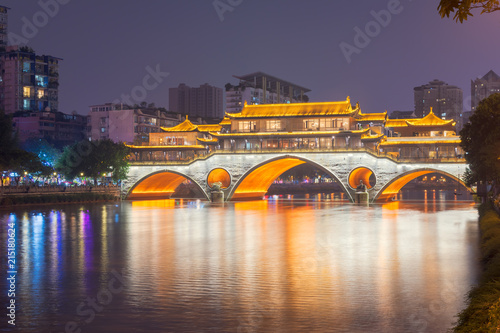 Chengdu Anshun Bridge over the Jin River at night