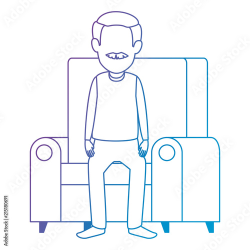 cute grandfather in the sofa avatar character