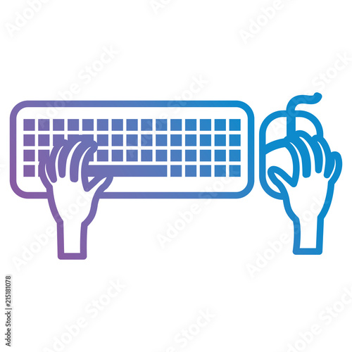 hands typing in keyboard and mouse