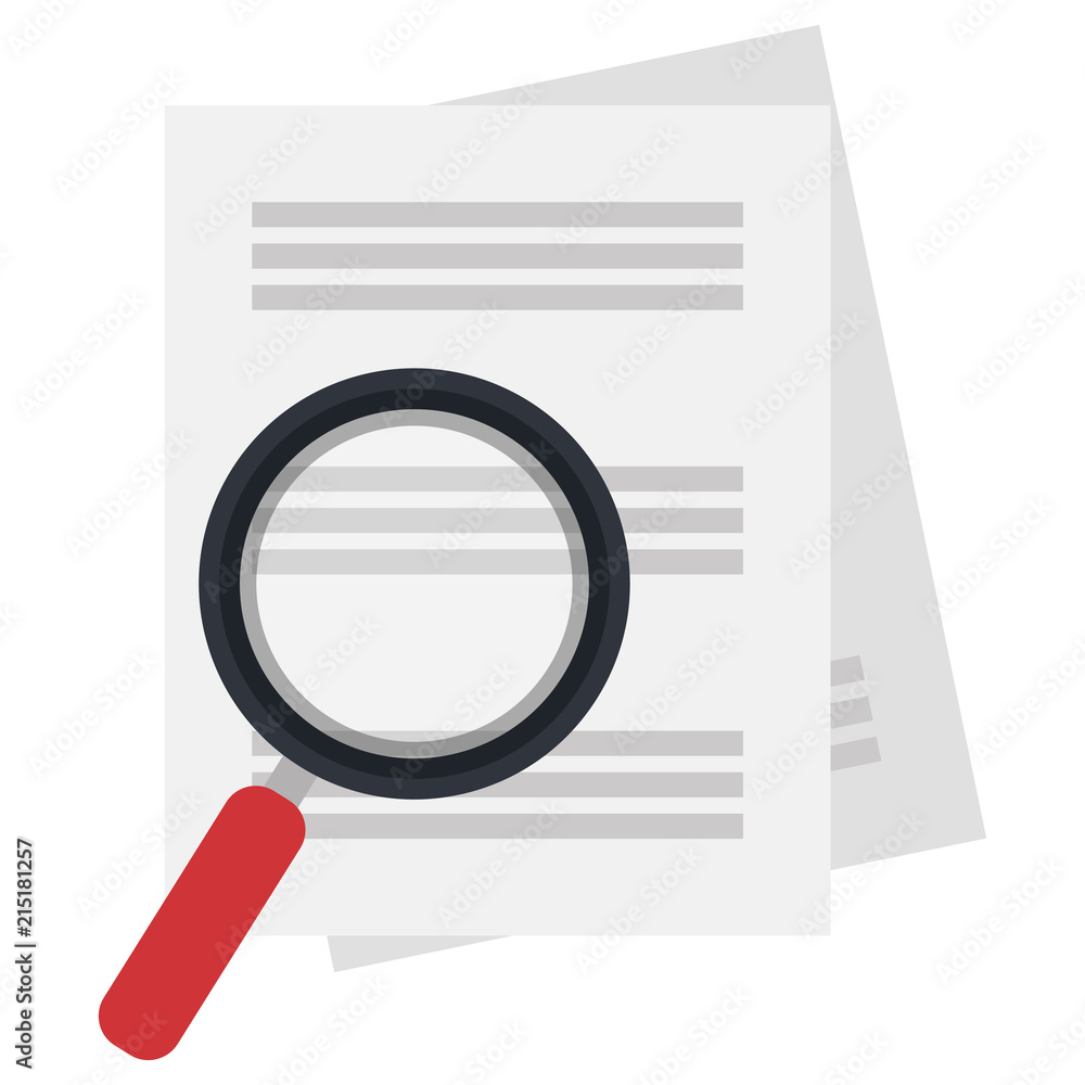 magnifying glass with documents magnifying glass with documents