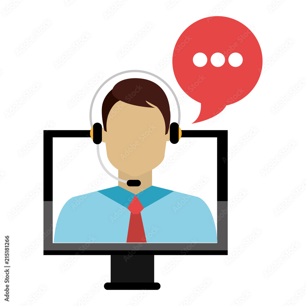 call center agent with headset and computer call center agent with headset and computer
